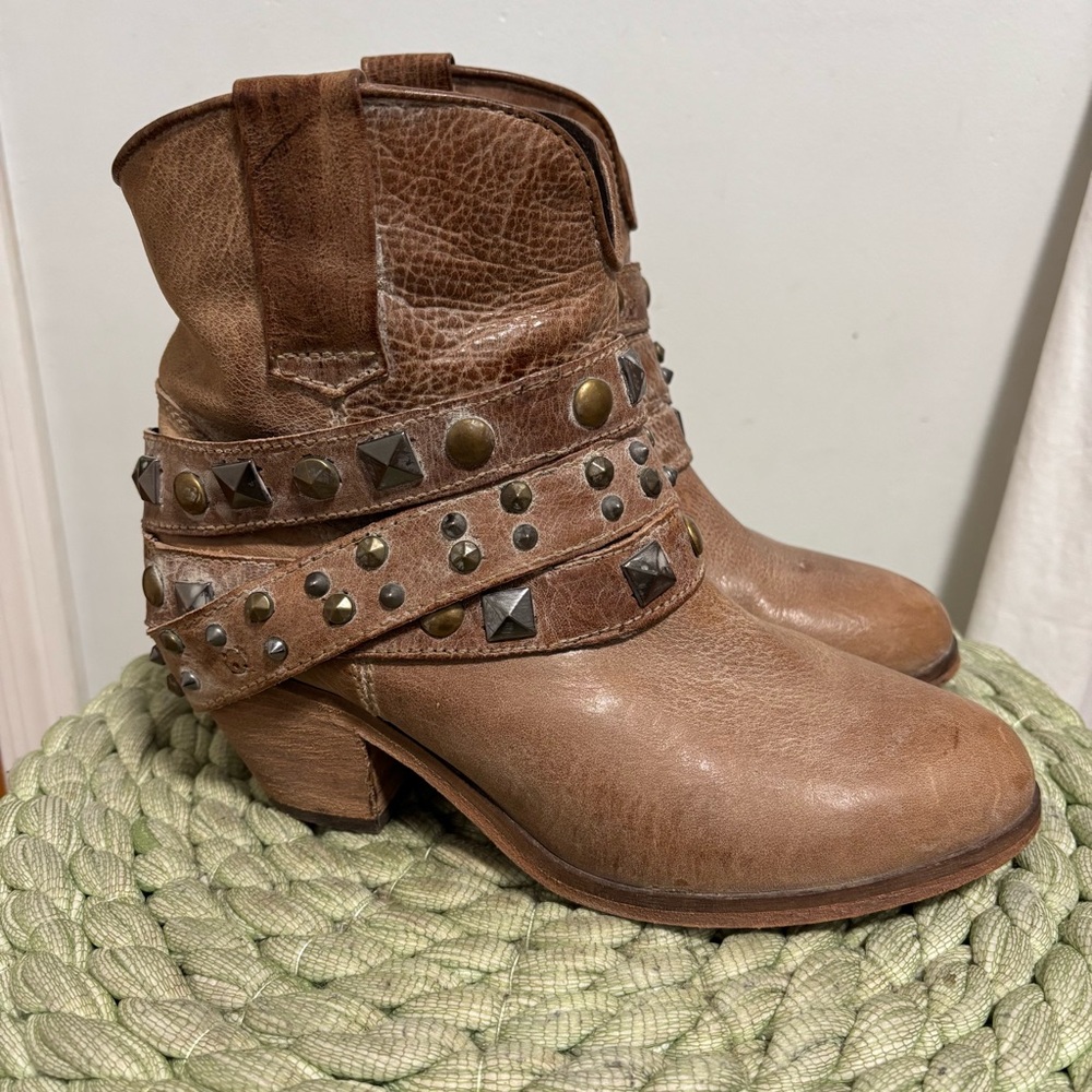Corral Brown Ankle Boots with Studded Straps